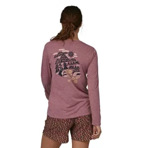 PATAGONIA W’S L/S CAP COOL DAILY GRAPHIC SHIRT – LANDS ACROSS THE TRAIL: EVENING MAUVE X-DYE 23 pas cher marque 16