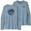 en solde PATAGONIA W’S L/S CAP COOL DAILY GRAPHIC SHIRT SKYLINE STENCIL: STEAM BLUE X-DYE 23 16