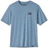 PATAGONIA M’S CAP COOL DAILY GRAPHIC SHIRT SKYLINE STENCIL: STEAM BLUE X-DYE 23 mode tendance 14