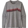 PATAGONIA W’S L/S CAP COOL DAILY GRAPHIC SHIRT RIDGE RISE STRIPE: FEATHER GREY 23 excellents soldes 13